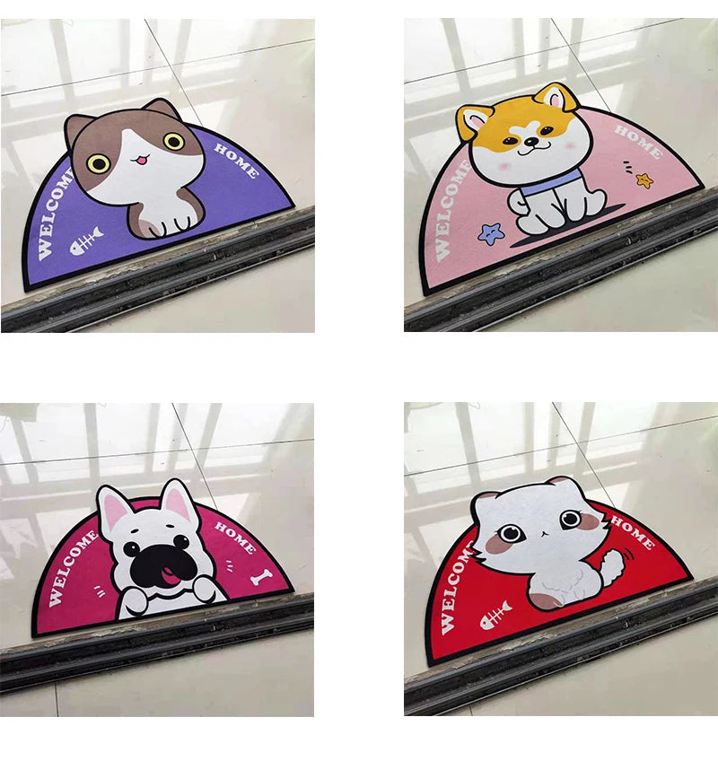 Semicircular Cartoon Door Mat Welcome Entrance Rugs for Home Small Carpet for Bedroom Bathroom Floor Doormats Non-Slip Pet Pads