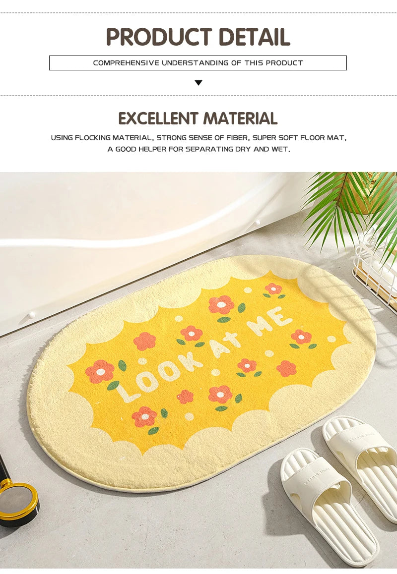 Small Fresh Floor Mats Soft Flowers Words Rugs Home Entrance Carpets Bedroom Toilet Bathroom Door Absorbent Non-Slip Foot Pad