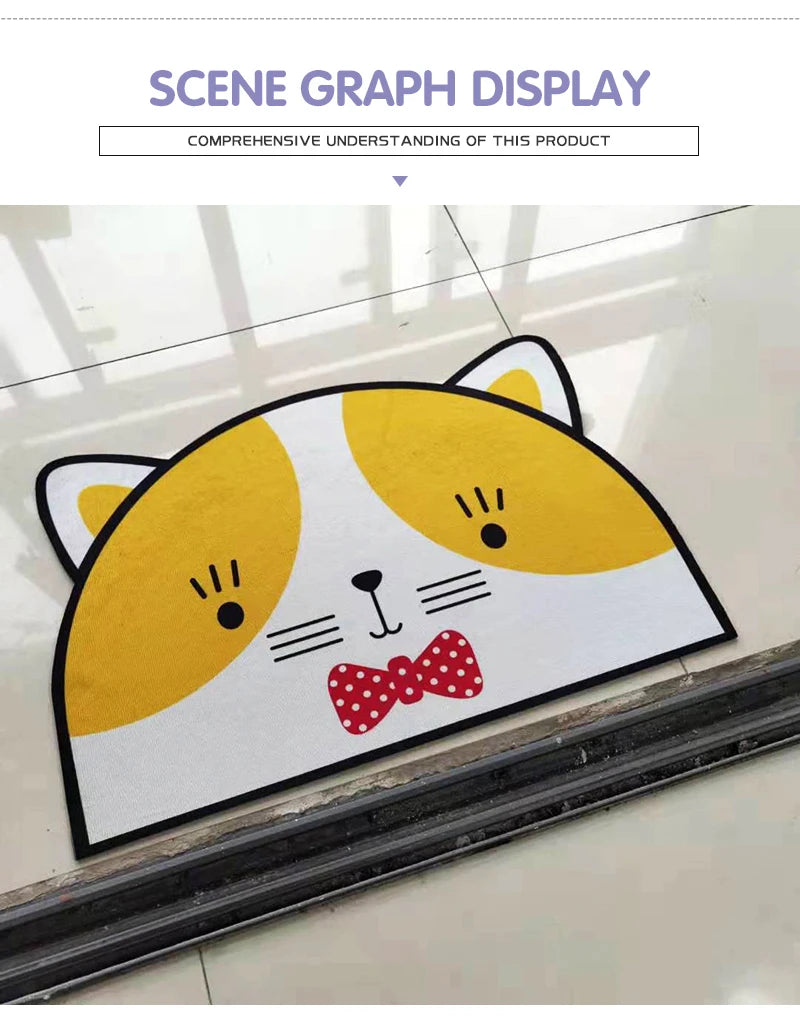 Semicircular Cartoon Door Mat Welcome Entrance Rugs for Home Small Carpet for Bedroom Bathroom Floor Doormats Non-Slip Pet Pads