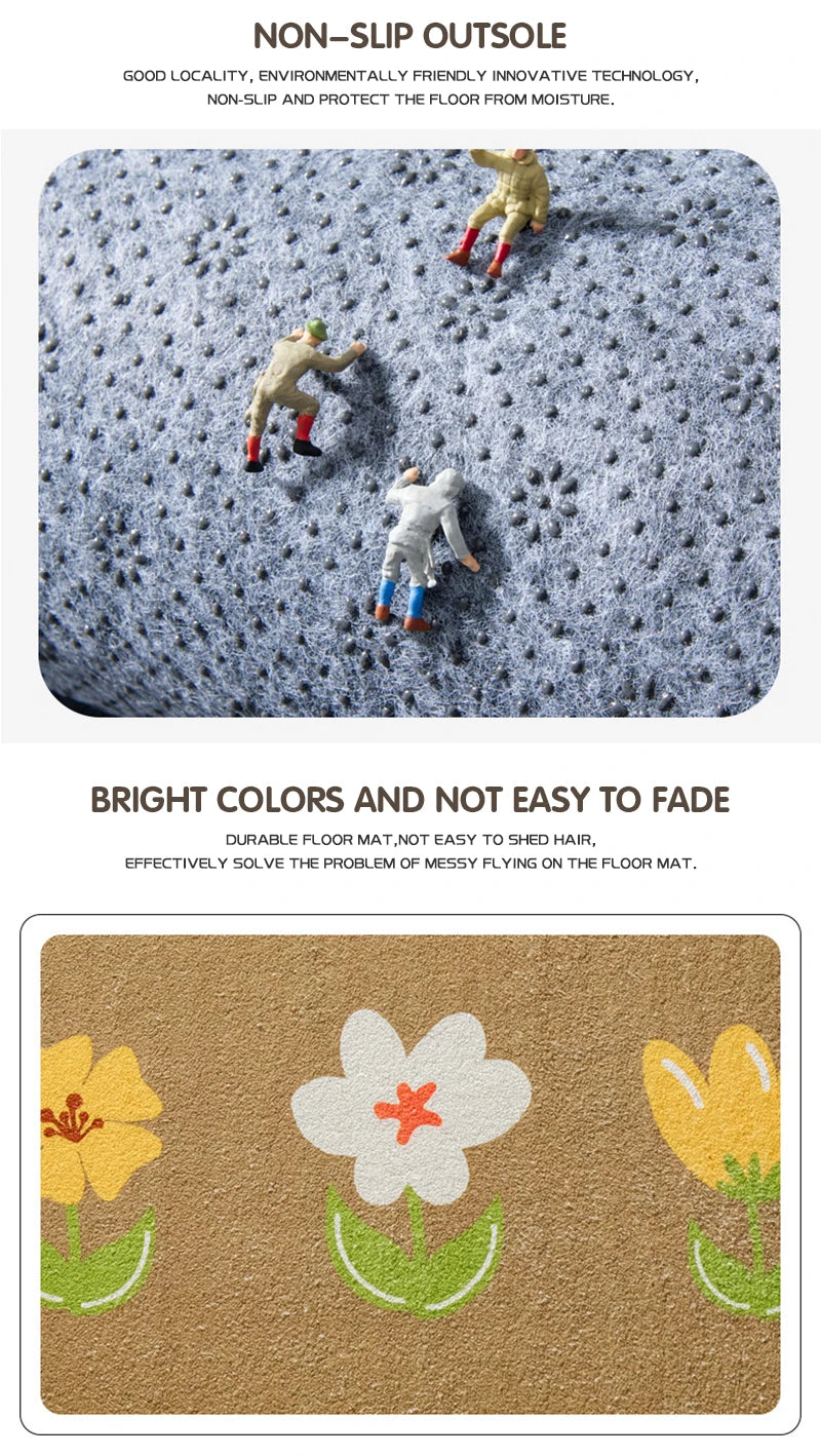 Small Fresh Floor Mats Soft Flowers Words Rugs Home Entrance Carpets Bedroom Toilet Bathroom Door Absorbent Non-Slip Foot Pad