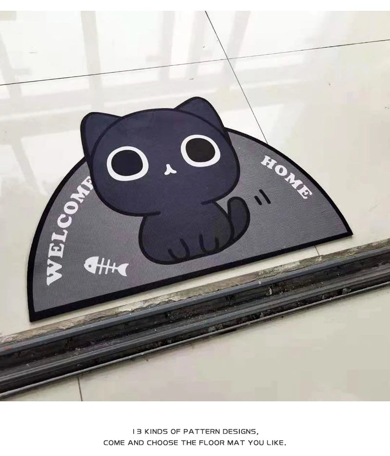 Semicircular Cartoon Door Mat Welcome Entrance Rugs for Home Small Carpet for Bedroom Bathroom Floor Doormats Non-Slip Pet Pads