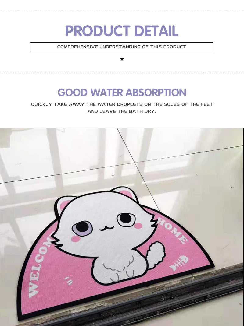 Semicircular Cartoon Door Mat Welcome Entrance Rugs for Home Small Carpet for Bedroom Bathroom Floor Doormats Non-Slip Pet Pads