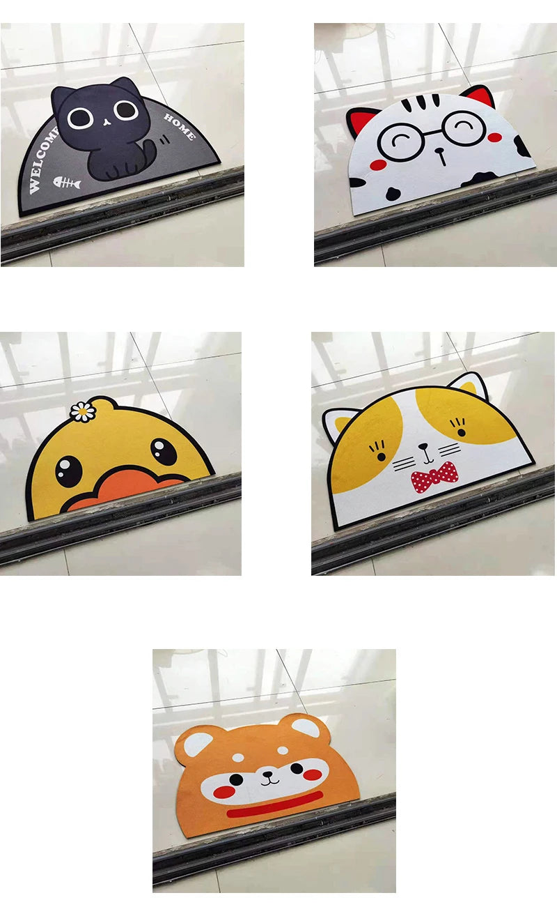 Semicircular Cartoon Door Mat Welcome Entrance Rugs for Home Small Carpet for Bedroom Bathroom Floor Doormats Non-Slip Pet Pads