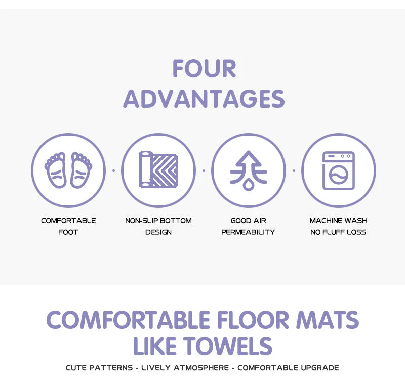 Semicircular Cartoon Door Mat Welcome Entrance Rugs for Home Small Carpet for Bedroom Bathroom Floor Doormats Non-Slip Pet Pads