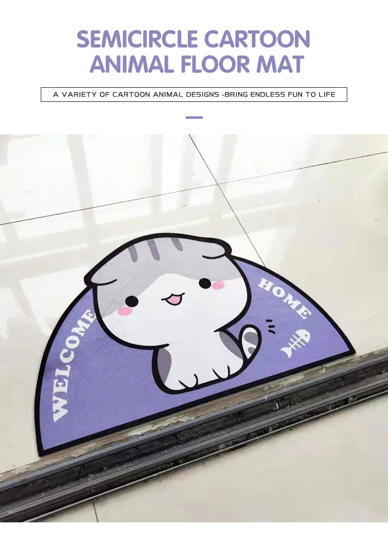 Semicircular Cartoon Door Mat Welcome Entrance Rugs for Home Small Carpet for Bedroom Bathroom Floor Doormats Non-Slip Pet Pads