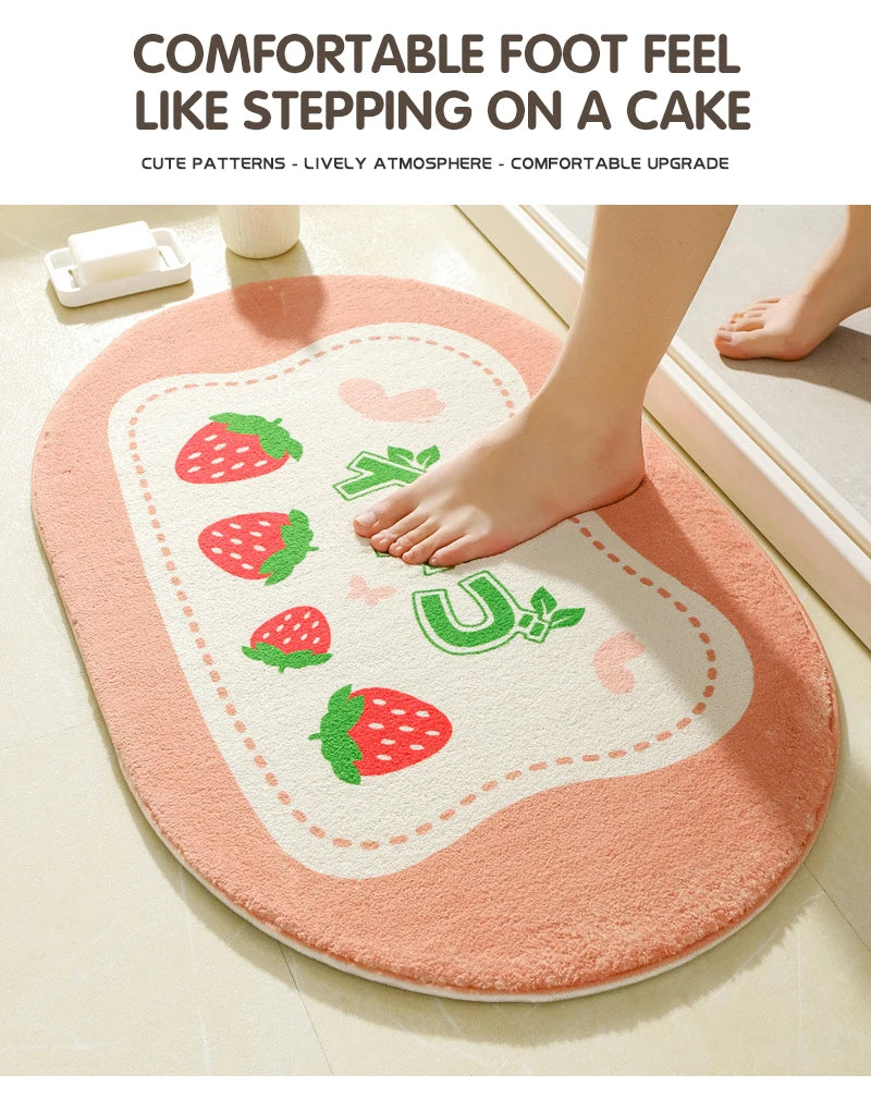 Small Fresh Floor Mats Soft Flowers Words Rugs Home Entrance Carpets Bedroom Toilet Bathroom Door Absorbent Non-Slip Foot Pad