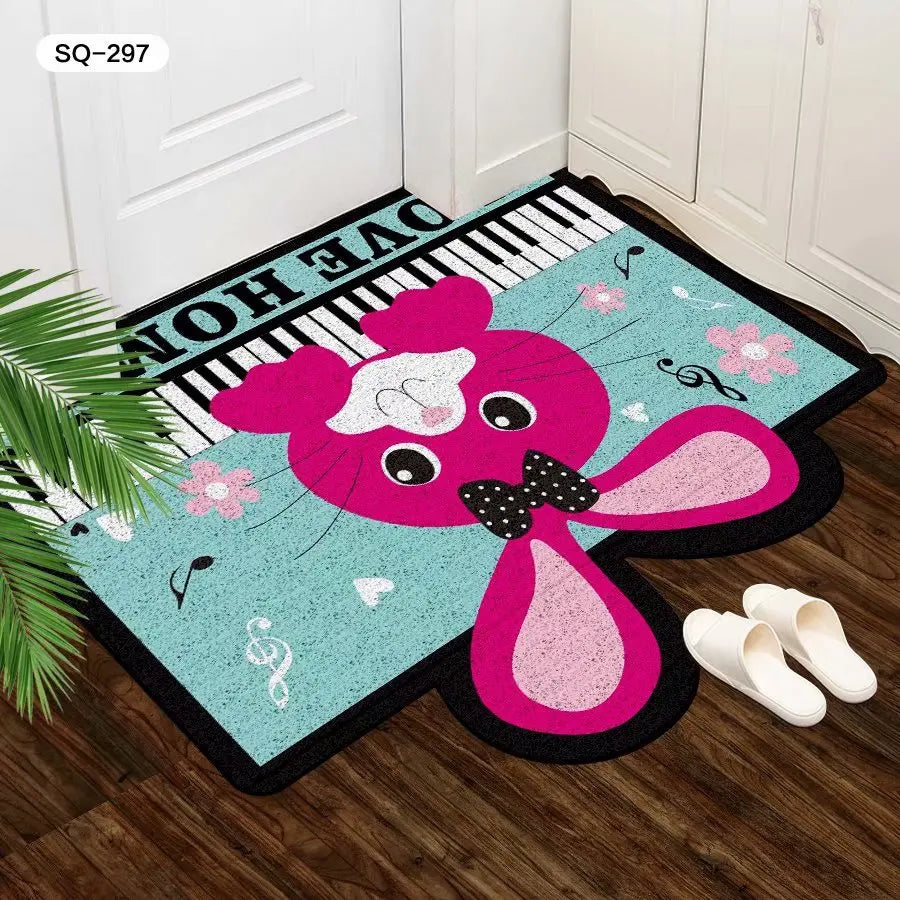 Cartoon Semicircular Carpet Entrance Mat Silk Circle Pet Mat Home Small Carpet Bedroom Bathroom Nonslip Doormat Dustproof Carpet