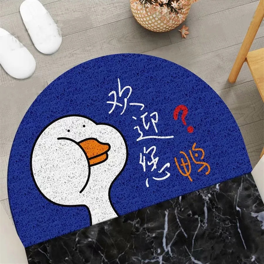 Cartoon Semicircular Carpet Entrance Mat Silk Circle Pet Mat Home Small Carpet Bedroom Bathroom Nonslip Doormat Dustproof Carpet
