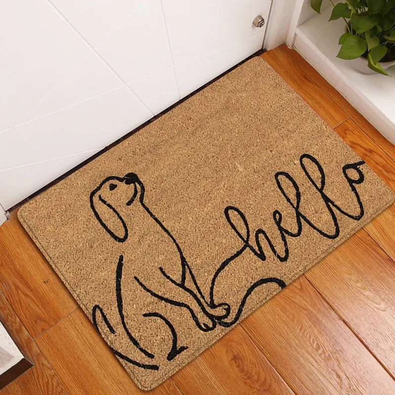 Cats Welcome Mats for Front Door Outdoor Entry Hi Bye Print Doormat Non Slip Kitchen Bedroom Footpad Home Indoor Decor Funny Rug