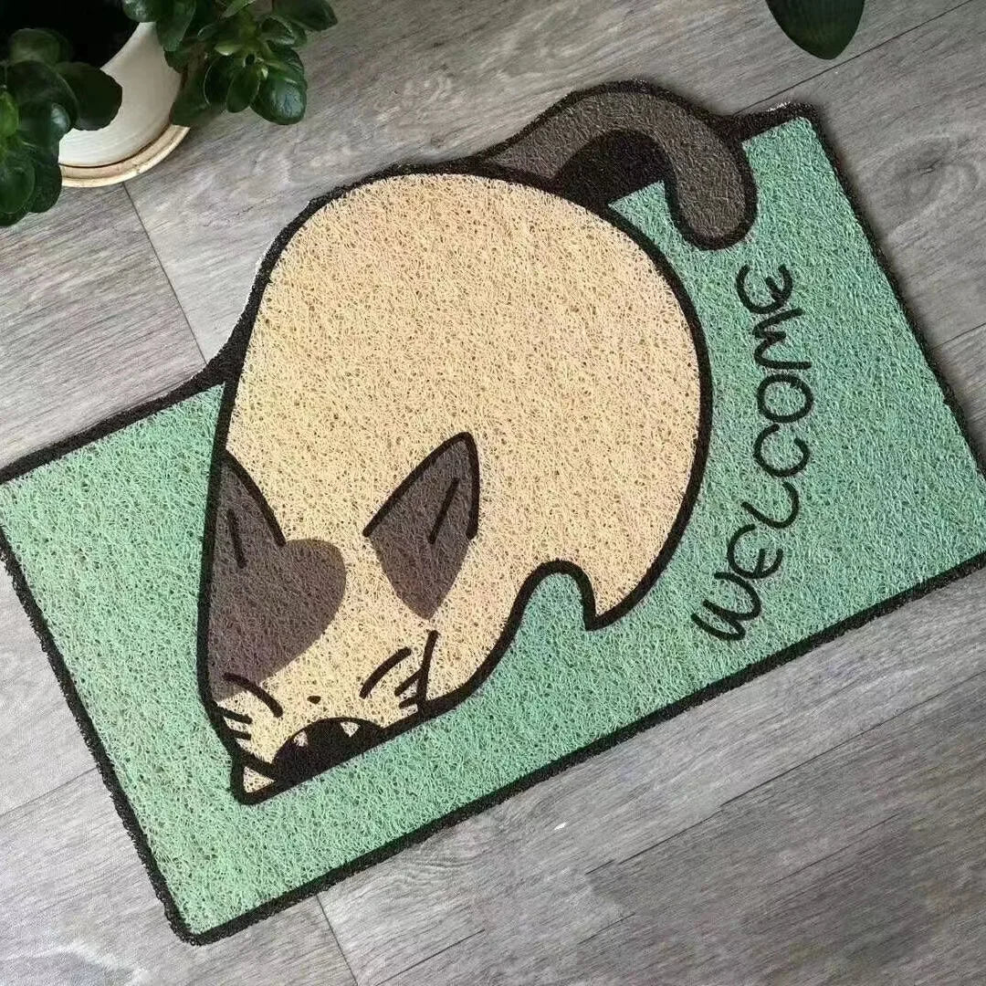 Welcome Doormat Entrance Hallway Printed Cartoon Corgi Non-Slip Floor Mats Front Doormats Outdoor Rugs  Bedroom Kitchen Carpets