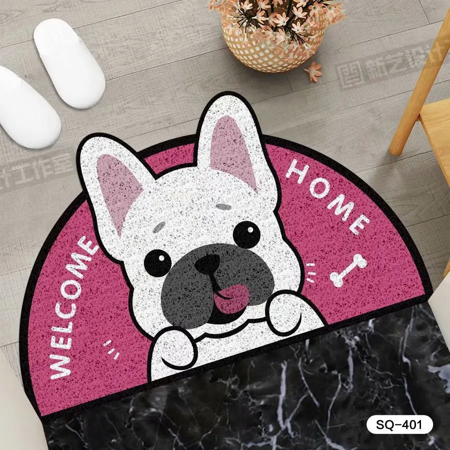 Cartoon Semicircular Carpet Entrance Mat Silk Circle Pet Mat Home Small Carpet Bedroom Bathroom Nonslip Doormat Dustproof Carpet