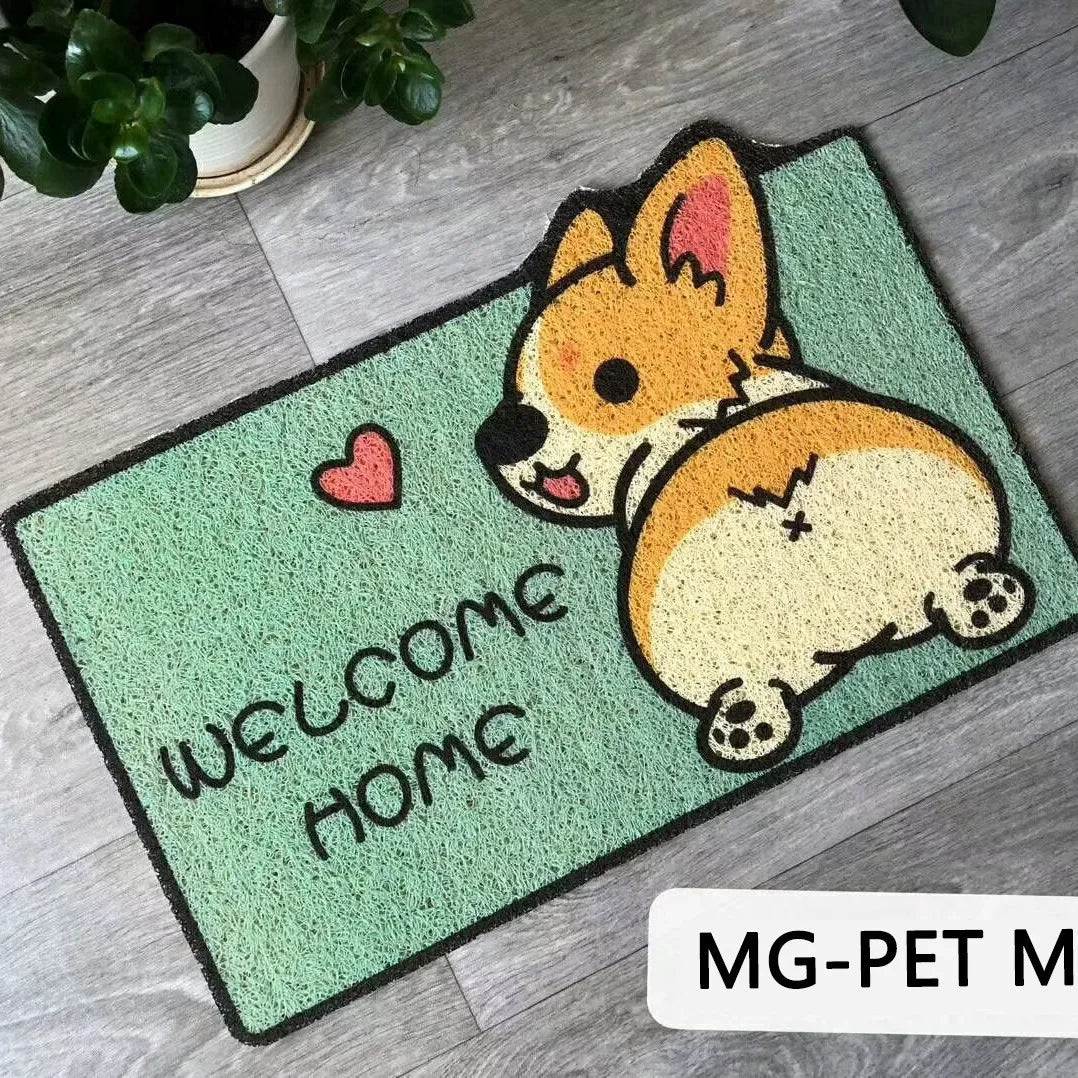 Cartoon Welcome Entrance Doormat Carpet Kitchen Corridor Non-slip Cat Dog Pet Floor Mat Suitable for Home Bathroom Living Room