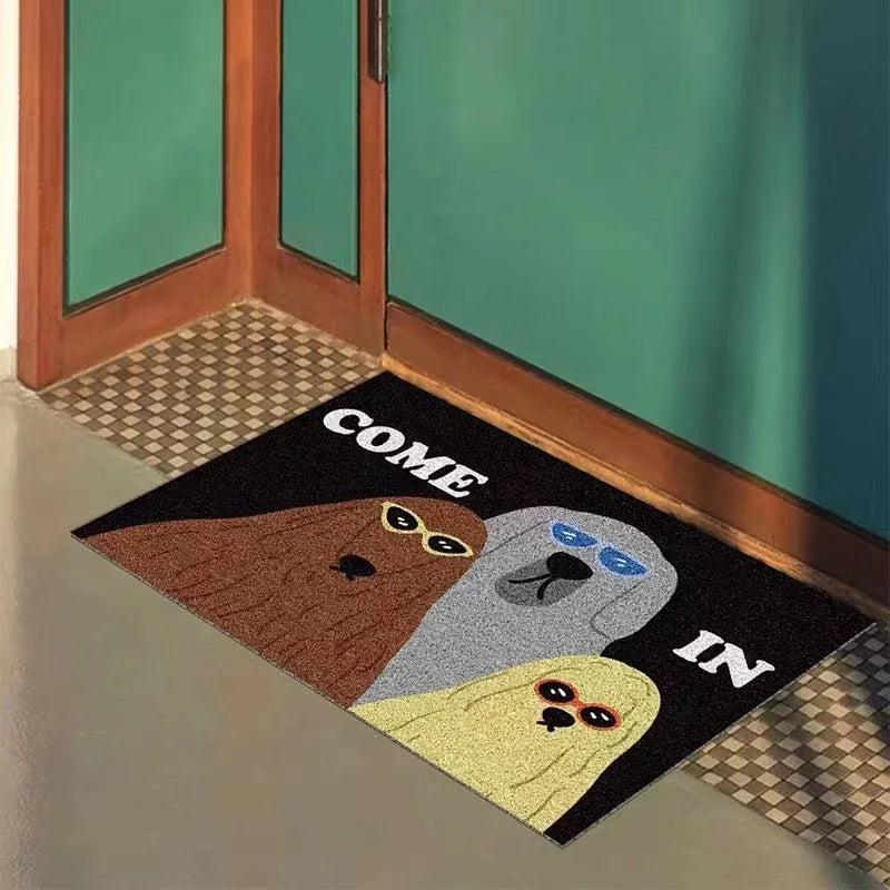 Funny Cats Entrance Doormat Dogs Anti-slip PVC Floor Mats Easy Clean Entry Porch Hallway Entryway Home Decor Dust Removal Carpet