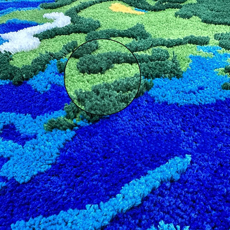 Cartoon Earth Round Rug For Bedroom Home Decor Soft Kids Play Floor Mat Thick Tufted Children Crawling Tatami Carpet