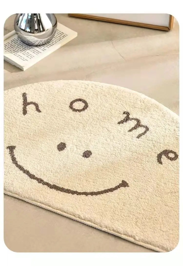 Nordic Flower Rug Cartoon Decor Carpet for Living Room Bedroom Bedside Area Rug  Smile Floor Mat Non-slip Bath Mat