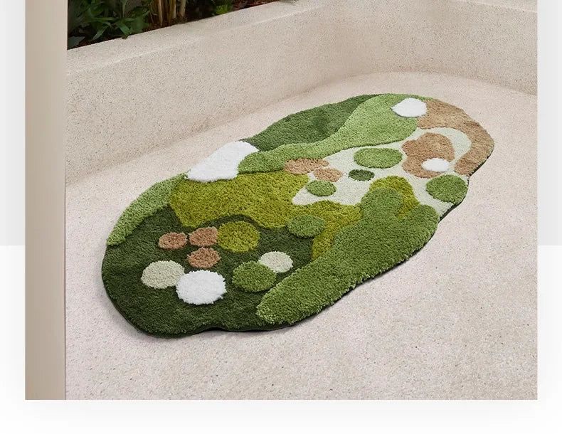 Household Moss Imitation Cashmere Coffee Table Rug Shaped Thicken Bedroom Bedside Mat Non-slip Absorbent Living Room Carpet