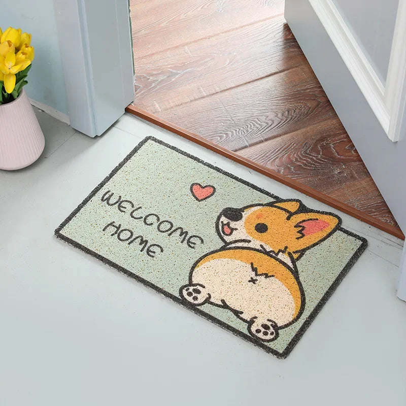 Cartoon Welcome Entrance Doormat Carpet Kitchen Corridor Non-slip Cat Dog Pet Floor Mat Suitable for Home Bathroom Living Room