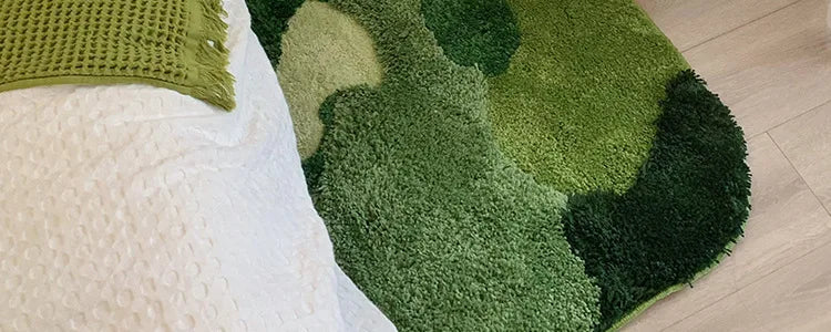 Garden Moss Hand Tufted Area Rug, Bedroom Bedside Rugs, Flocked Art Deco Carpet, Thickened Microfiber Floor Mat, Super Soft