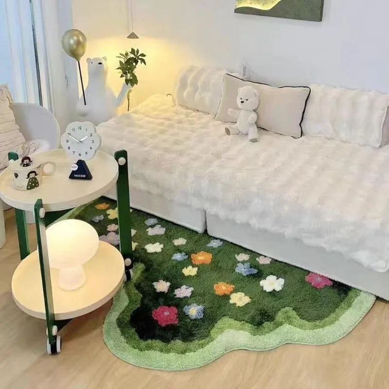 Absorbent Living Room Carpets Plants Flower Bedroom Rugs Soft Hallway Area Floor Pad Mats Doormat Aesthetic Home Art Decorations