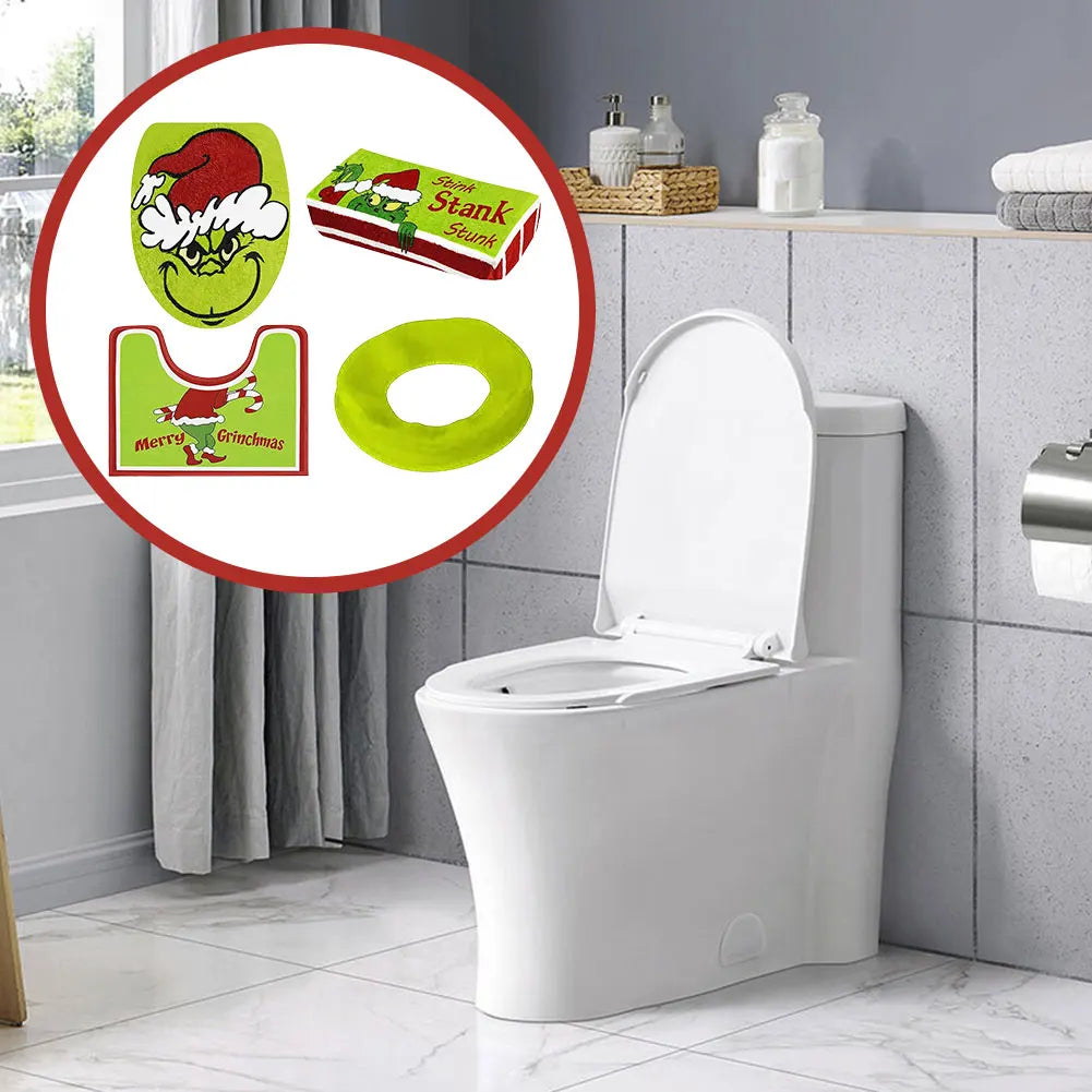 4Pcs/Set The Grinch Toilet Seat Cover