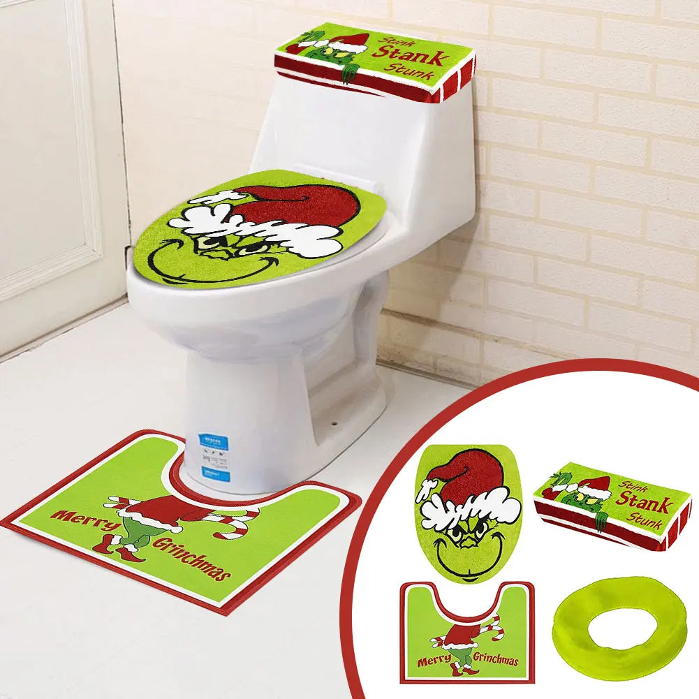 4Pcs/Set The Grinch Toilet Seat Cover