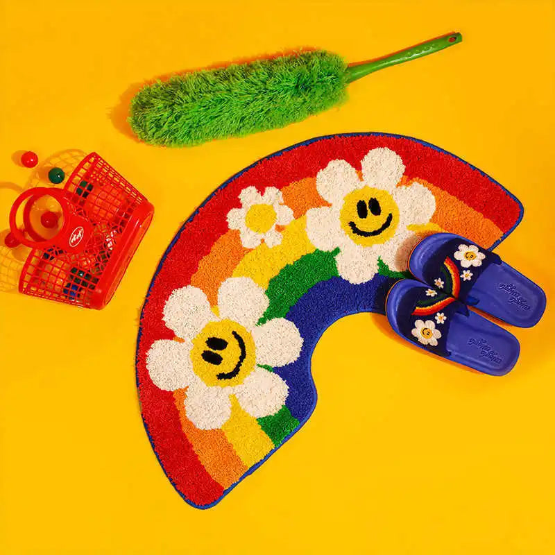 VIKAMA Imitation Cashmere Cute Cartoon Carpet Shaped Rugs Bedside Carpets Home Decor Living Room Sofa Rugs Non-Slip Bedroom Mat