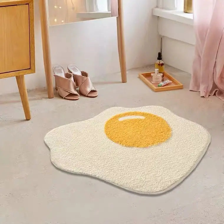 Nordic Flower Rug Ins Egg Sunflower Carpet for Bedroom Living Room Cute Plush Floor Mat Simple Round Bedside Decor Area Rugs