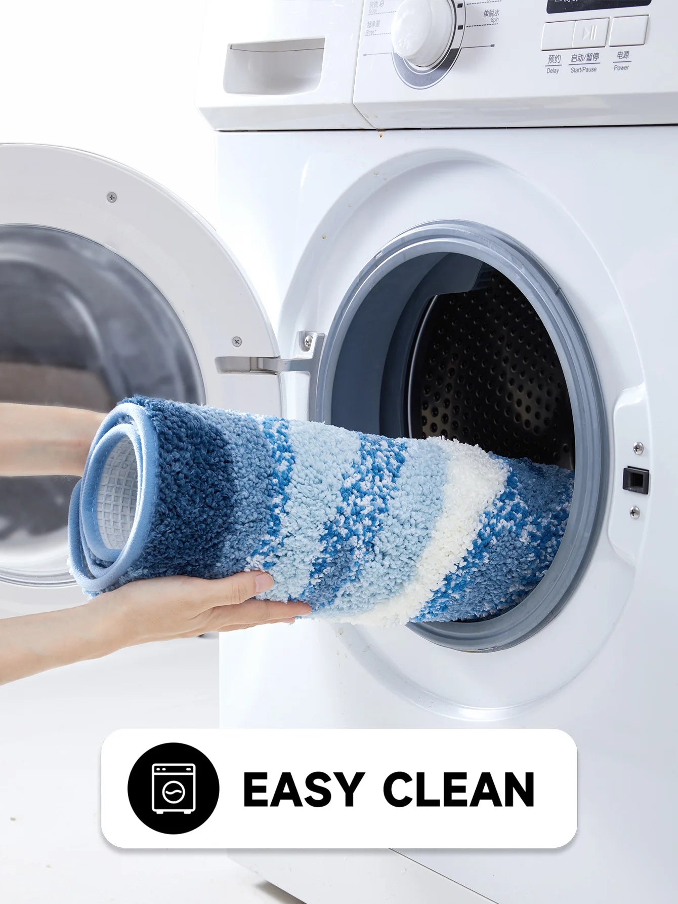 70x160CM Hand-Tufted Wave Bedside Rug, Home Bedroom Decoration Area Rugs, Microfiber Flocked Bathroom Non-slip Absorbent Mat