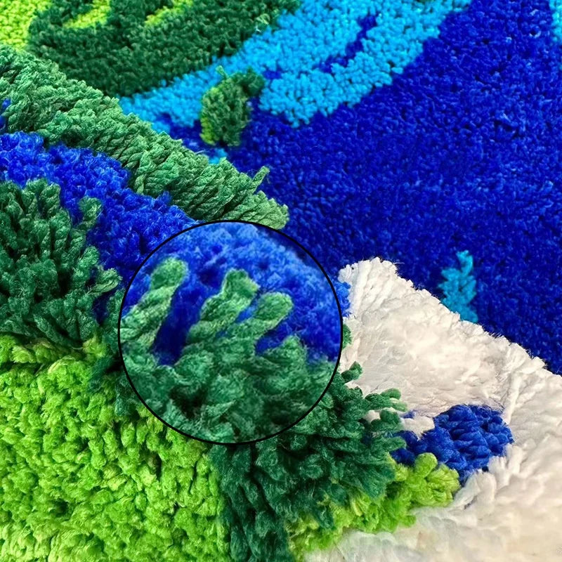 Cartoon Earth Round Rug For Bedroom Home Decor Soft Kids Play Floor Mat Thick Tufted Children Crawling Tatami Carpet