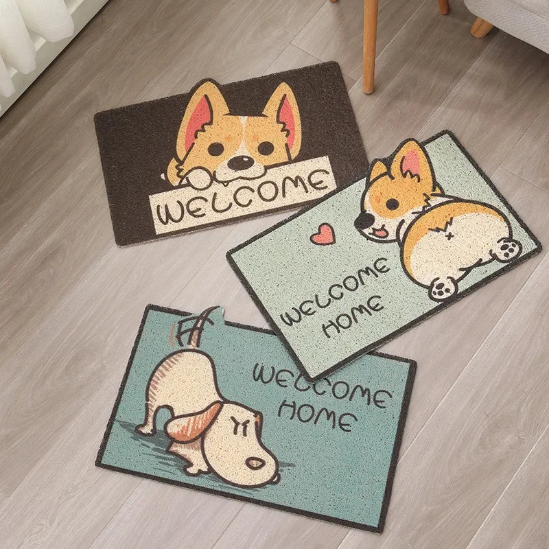 Cartoon Welcome Entrance Doormat Carpet Kitchen Corridor Non-slip Cat Dog Pet Floor Mat Suitable for Home Bathroom Living Room