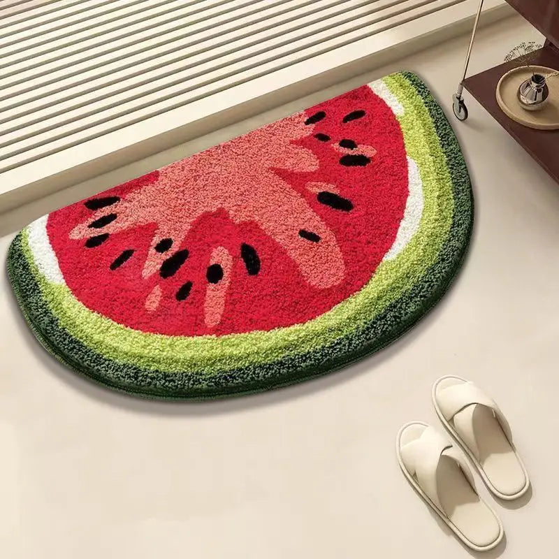 Fruit watermelon suction bathroom carpet imitation cashmere toilet floor mat household non-slip