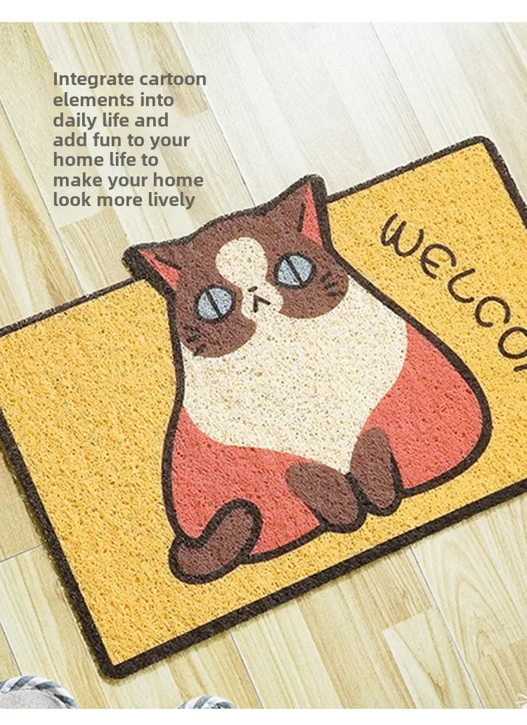 Cartoon Welcome Entrance Doormat Carpet Kitchen Corridor Non-slip Cat Dog Pet Floor Mat Suitable for Home Bathroom Living Room
