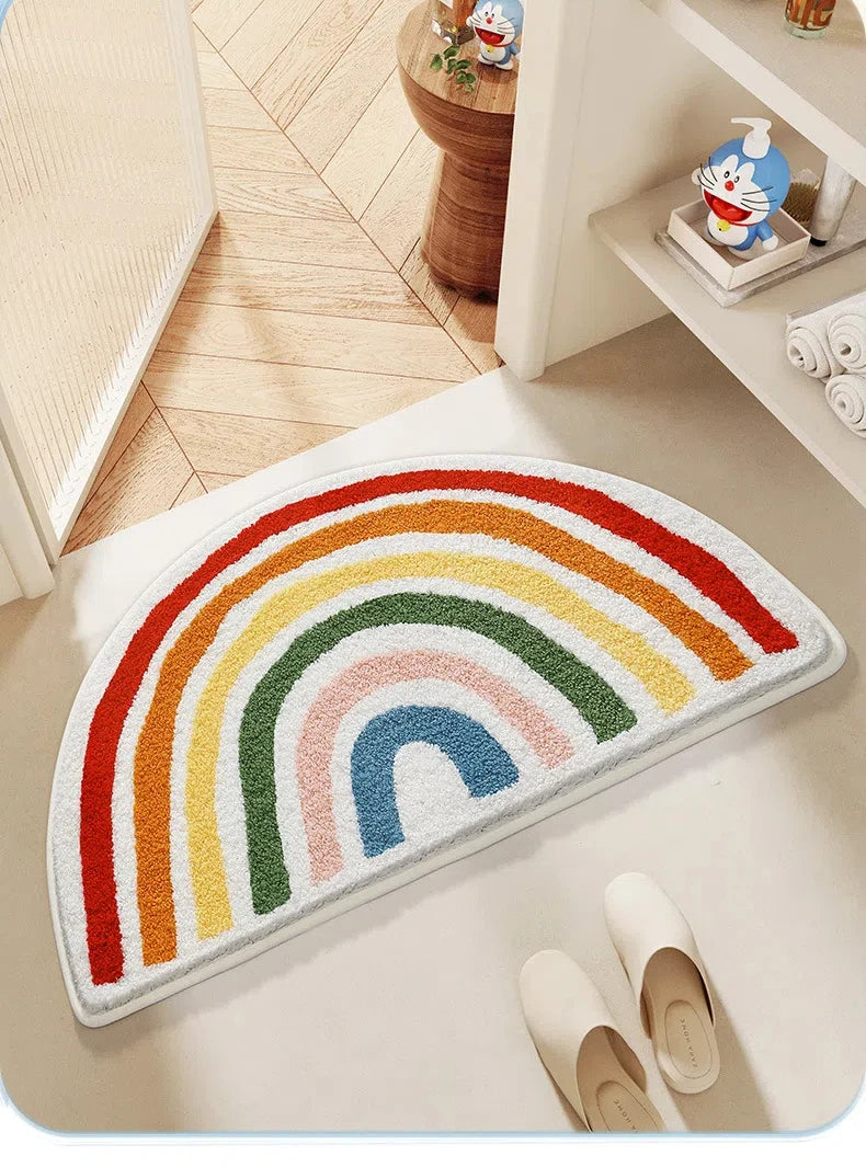 Bathroom Mat, Absorbent Mat, Household Bathroom Entrance Mat, Semi-circular Anti Slip Carpet, Door Mat