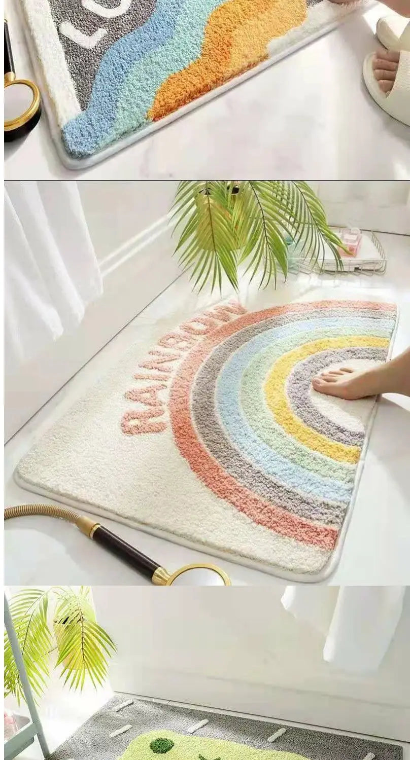 Bathroom Mat Cartoon Washable Cute Water Absorbent Non-slip Quick Dry Home Textile Bedroom Soft Household Doormats Decor New