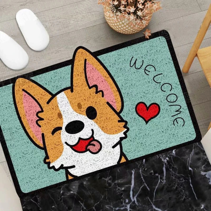 Cartoon Semicircular Carpet Entrance Mat Silk Circle Pet Mat Home Small Carpet Bedroom Bathroom Nonslip Doormat Dustproof Carpet