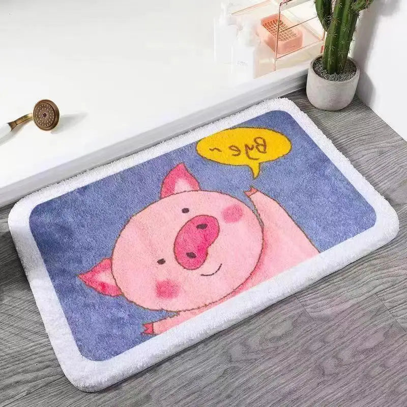 Cartoon Floor Mat, Bathroom, Water Absorption, Household Toilet, Doorstep, Bathroom, Non Slip Entrance Mat, Bedroom Carpet