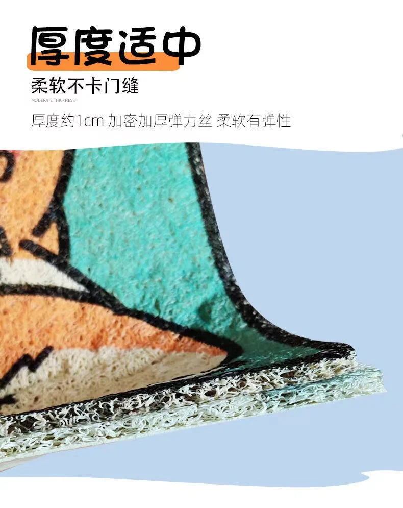 Welcome Doormat Entrance Hallway Printed Cartoon Corgi Non-Slip Floor Mats Front Doormats Outdoor Rugs  Bedroom Kitchen Carpets