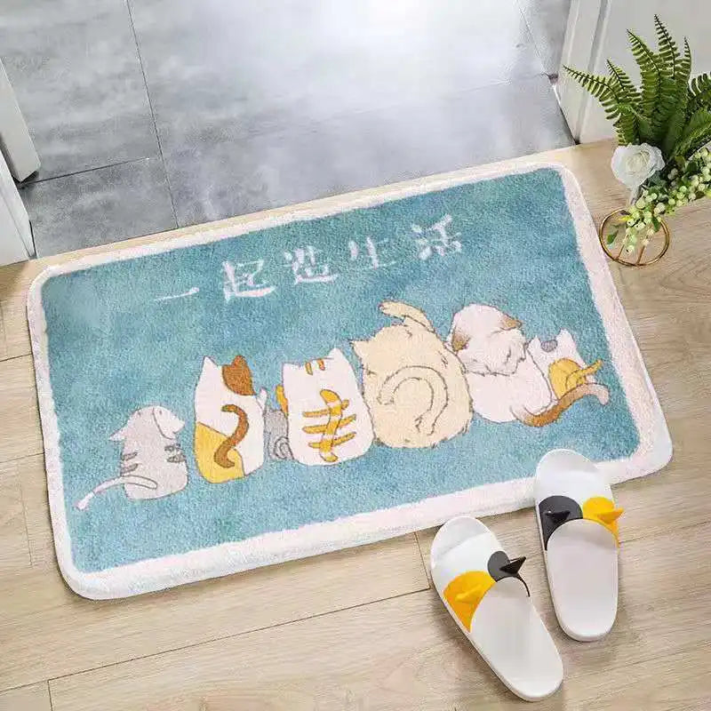 Bathroom Mat Cartoon Washable Cute Water Absorbent Non-slip Quick Dry Home Textile Bedroom Soft Household Doormats Decor New