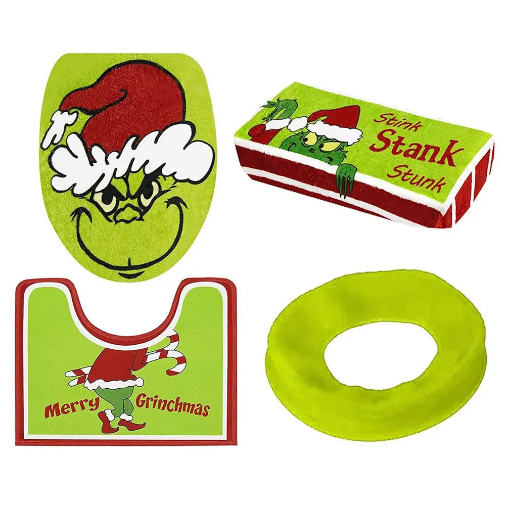 4Pcs/Set The Grinch Toilet Seat Cover