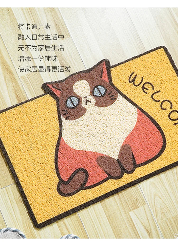 Welcome Doormat Entrance Hallway Printed Cartoon Corgi Non-Slip Floor Mats Front Doormats Outdoor Rugs  Bedroom Kitchen Carpets