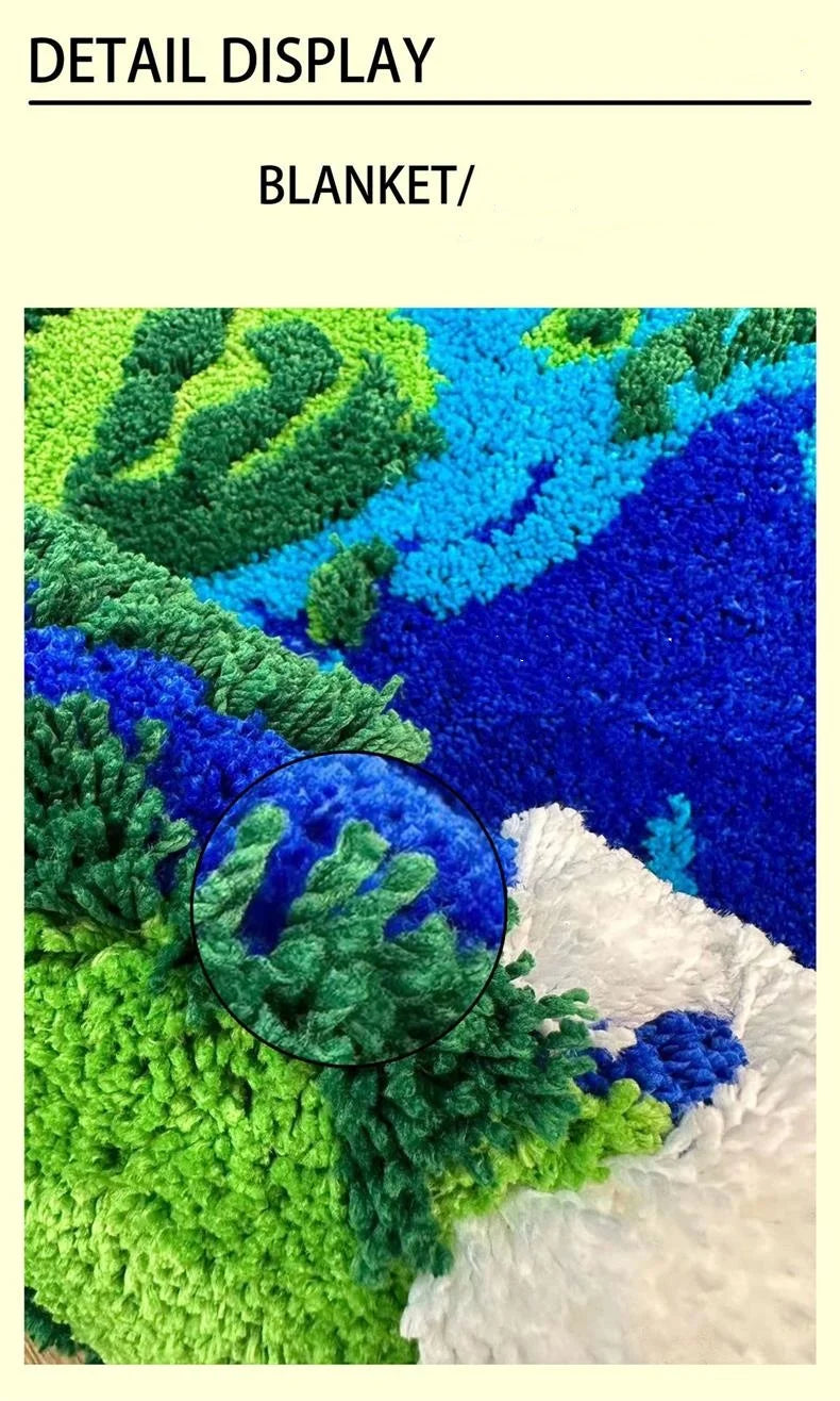 Cartoon Earth Round Rug For Bedroom Home Decor Soft Kids Play Floor Mat Thick Tufted Children Crawling Tatami Carpet