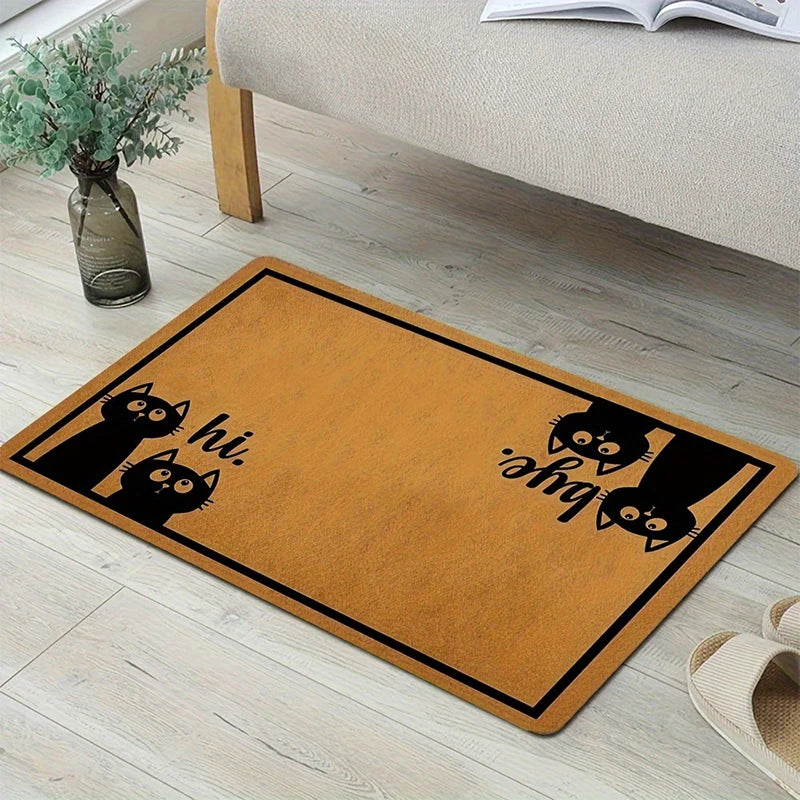 Cats Welcome Mats for Front Door Outdoor Entry Hi Bye Print Doormat Non Slip Kitchen Bedroom Footpad Home Indoor Decor Funny Rug