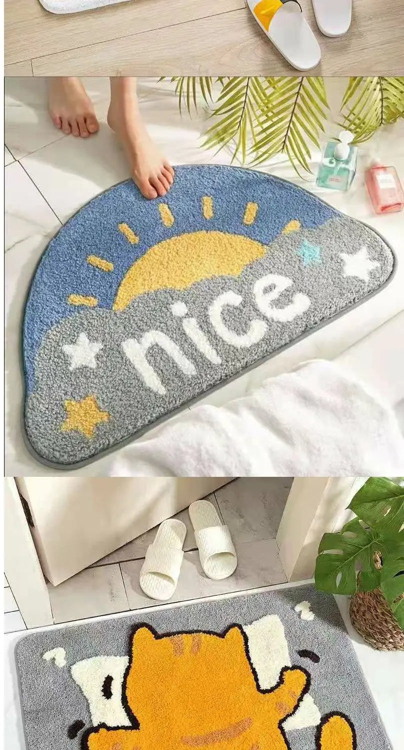 Bathroom Mat Cartoon Washable Cute Water Absorbent Non-slip Quick Dry Home Textile Bedroom Soft Household Doormats Decor New