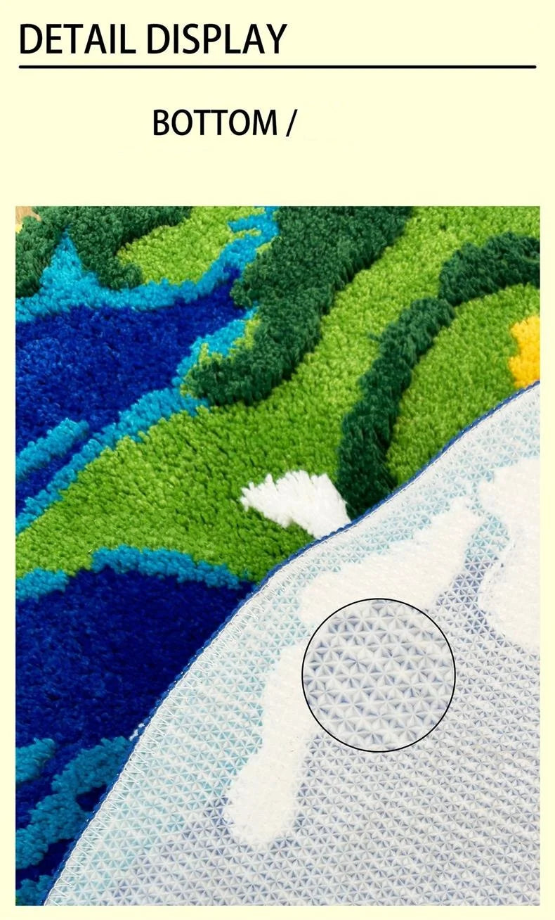 Cartoon Earth Round Rug For Bedroom Home Decor Soft Kids Play Floor Mat Thick Tufted Children Crawling Tatami Carpet
