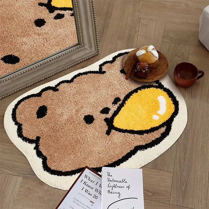 Cute Bedroom Rug Soft Living Room Carpet Non Slip Bathroom Floor Mat Faux Cashmere Entrance Doormat Bath Mat Room Decor