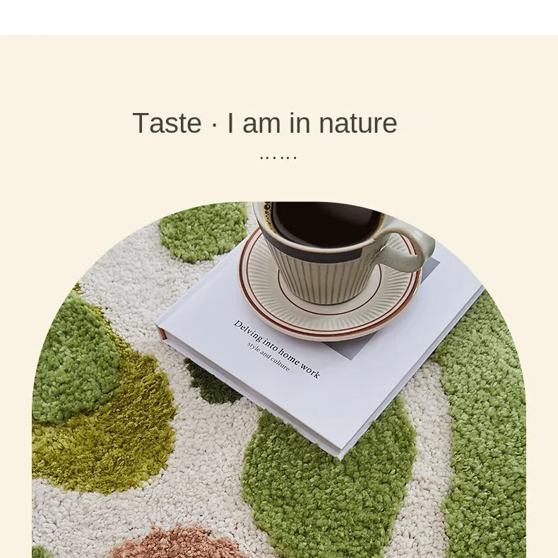 Household Moss Imitation Cashmere Coffee Table Rug Shaped Thicken Bedroom Bedside Mat Non-slip Absorbent Living Room Carpet