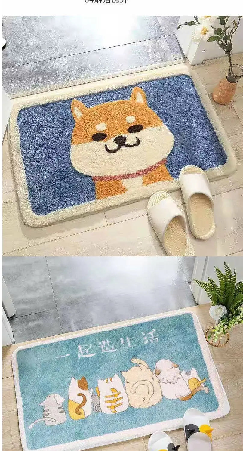 Bathroom Mat Cartoon Washable Cute Water Absorbent Non-slip Quick Dry Home Textile Bedroom Soft Household Doormats Decor New