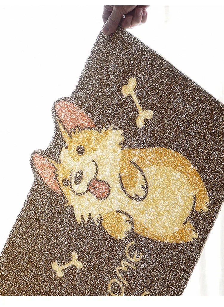Cartoon Welcome Entrance Doormat Carpet Kitchen Corridor Non-slip Cat Dog Pet Floor Mat Suitable for Home Bathroom Living Room