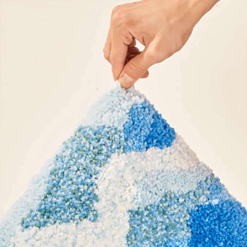 VIKAMA Upgraded Material Wave Creative Non-slip Bathroom Carpet Ocean Bedroom Bedside Rug Living Room Kitchen Mat Home Decor