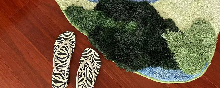 Garden Moss Hand Tufted Area Rug, Bedroom Bedside Rugs, Flocked Art Deco Carpet, Thickened Microfiber Floor Mat, Super Soft